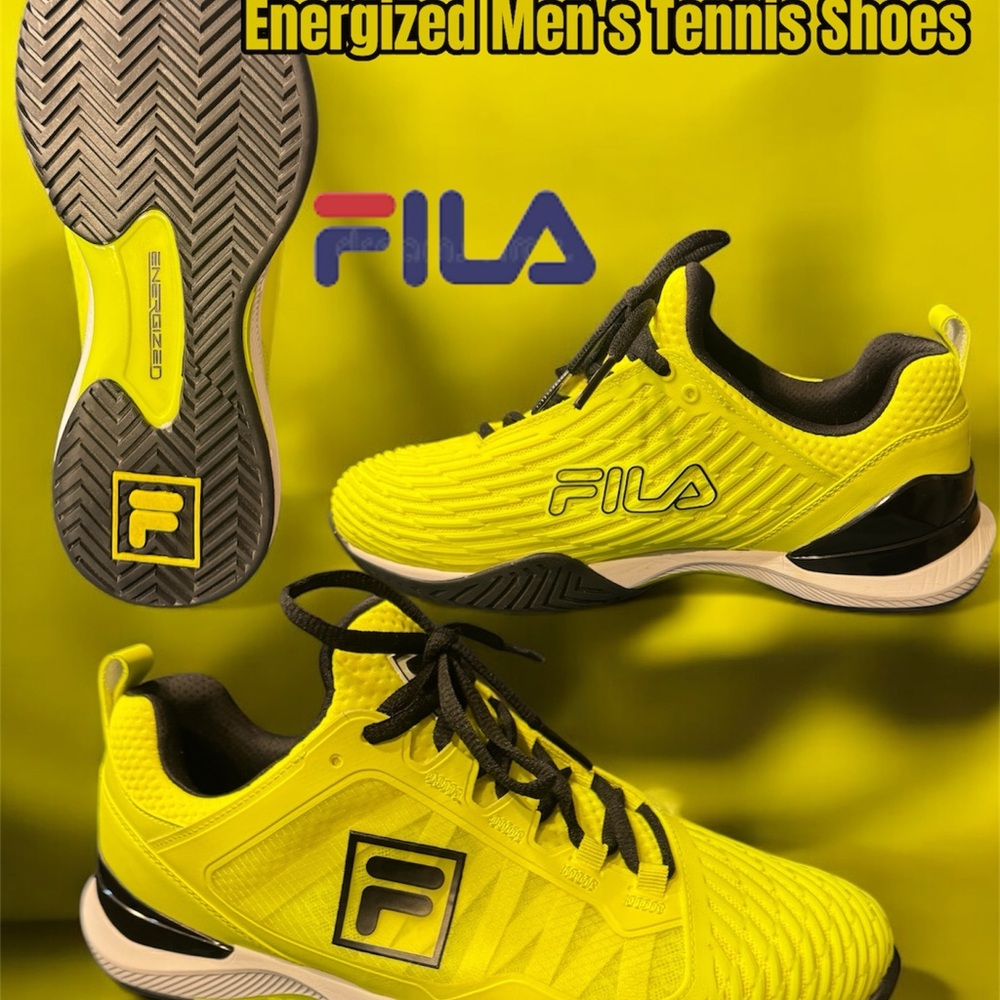 Fila Energized Yellow and Black Tennis Shoes, Size 9